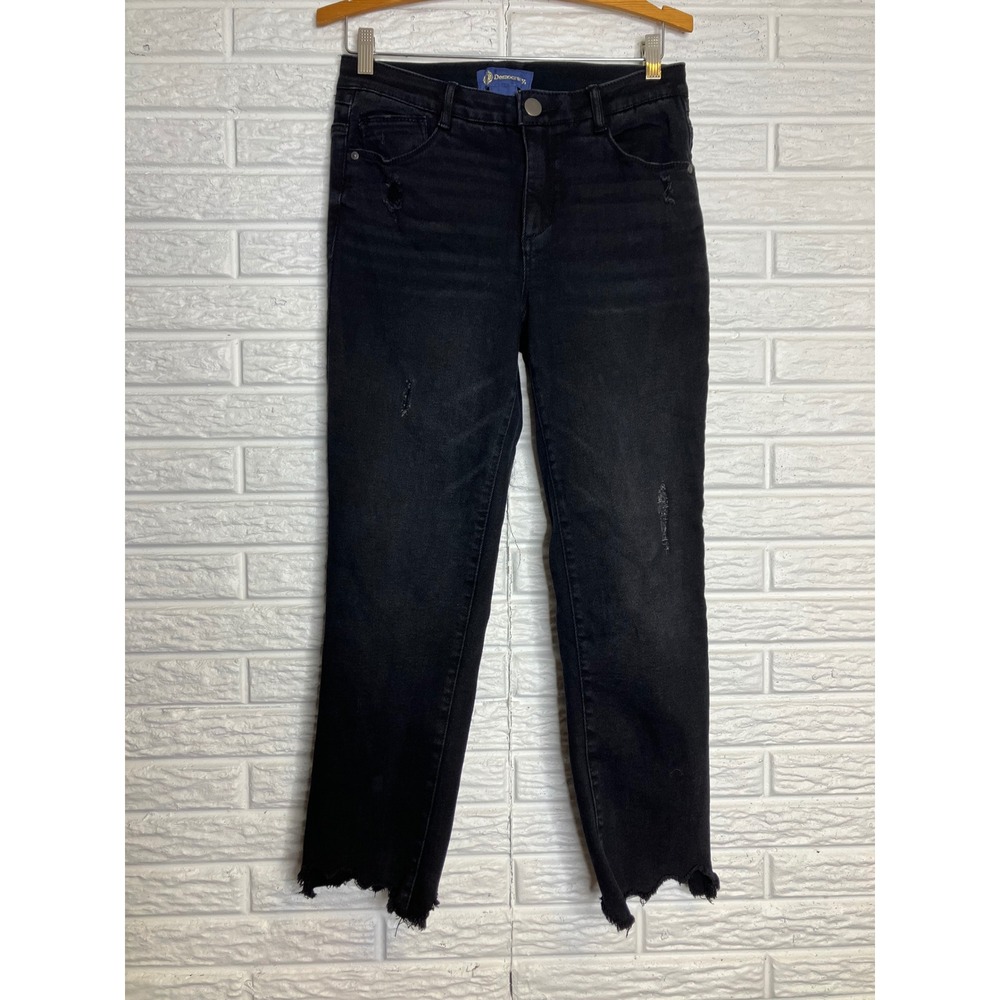 Democracy Ab'solution Jeans Womens 4 Black Excellent Distressed Raw Hem Straight